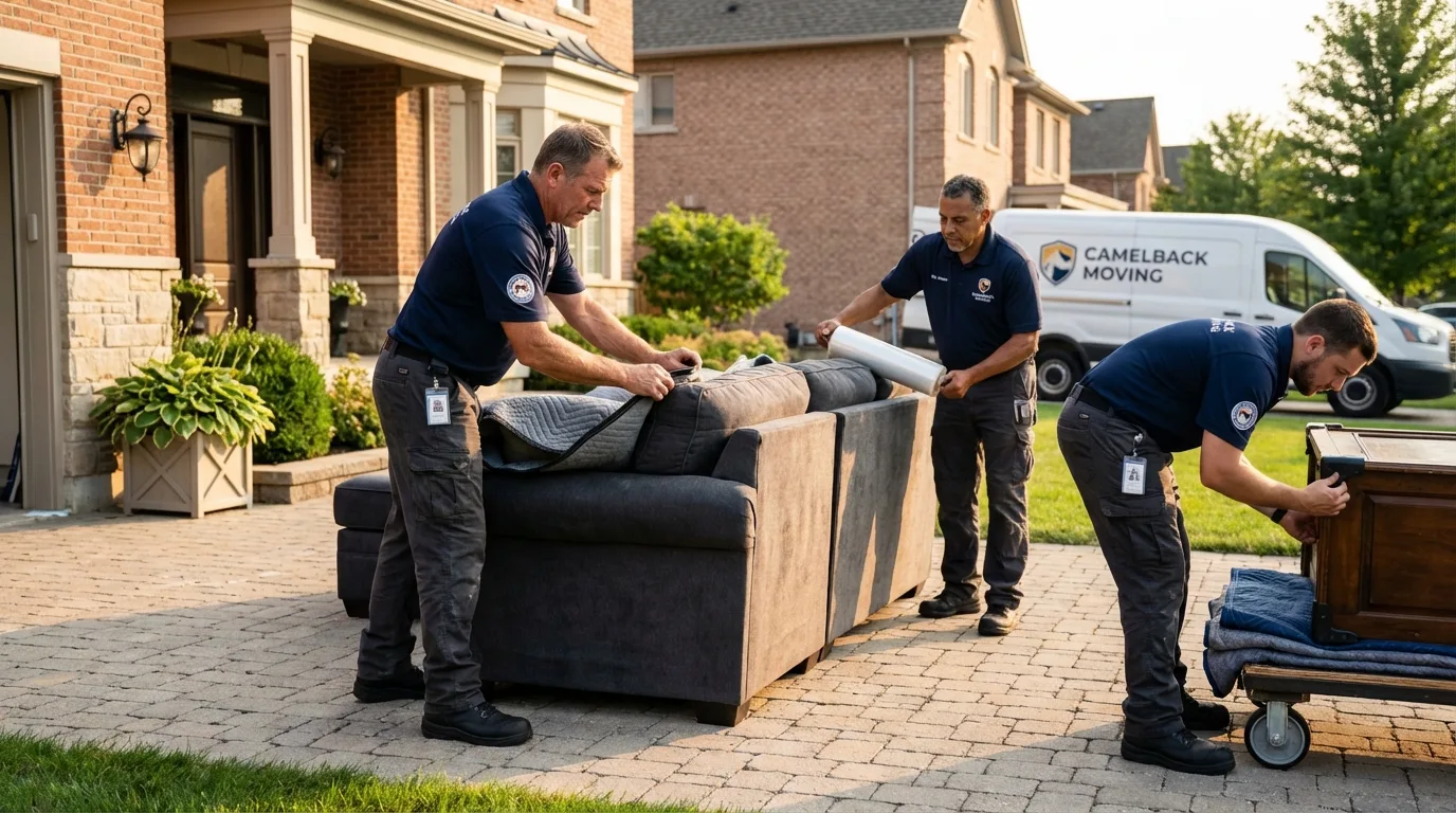 Large estate moving crew wrapping furniture in Auburndale, FL